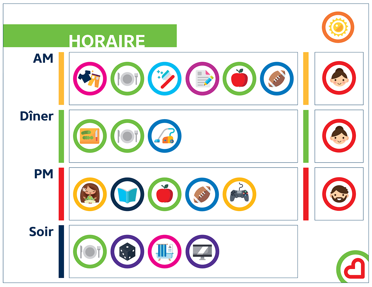 Horaire avec icônes