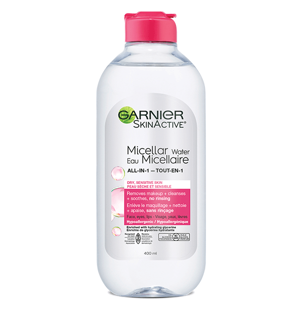 400 ml bottle of Garnier Micellar Cleansing Water All-in-1 for Normal to Sensitive Skin