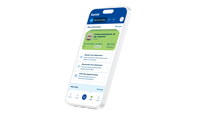 Application Familiprix - section Santé